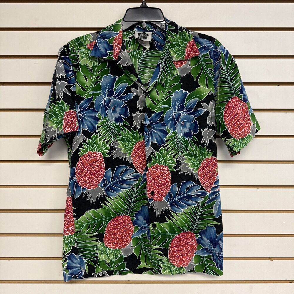Vintage Hilo Hattie Men's M‎ Floral Pineapple Hawaiian S/S Shirt Hawaii Cotton